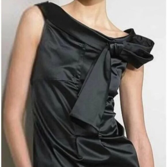 Diane Von Furstenberg Black Off The Shoulder Pia Midi  Dress w/ Bow tie size 6 - Picture 15 of 16